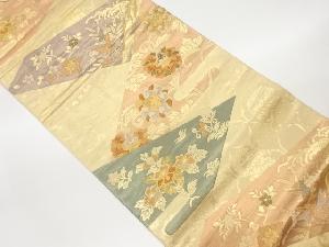 切り嵌め風花唐草に草花模様織出し袋帯